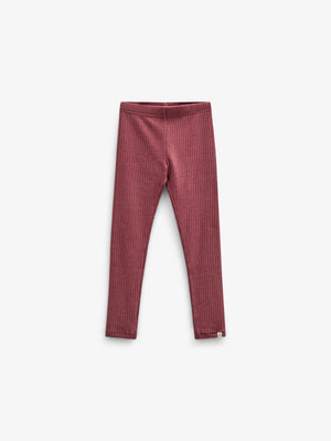 Soft Rib Leggings - Kids - Burgundy Melange | 100698 Alana