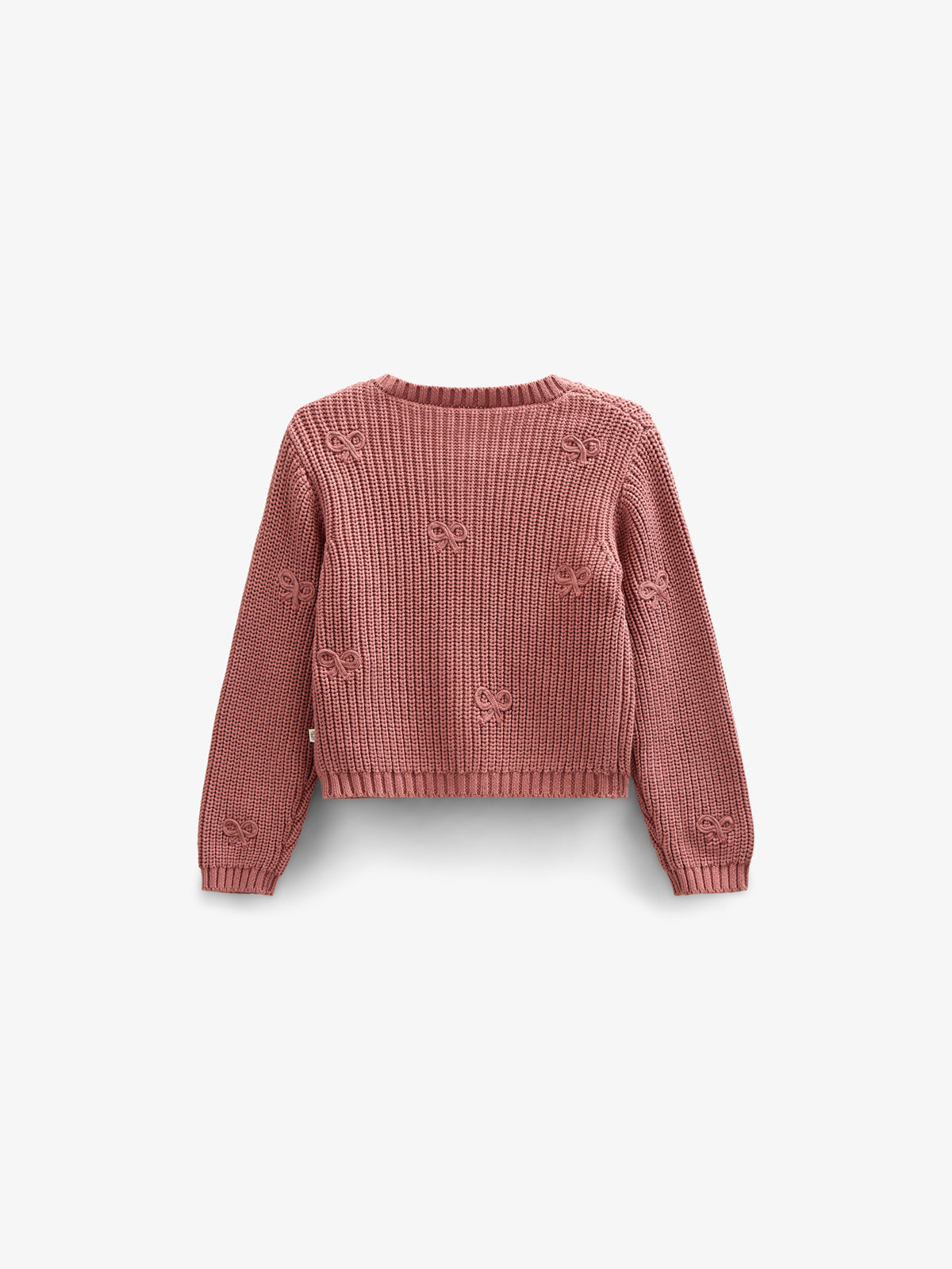 Cotton Knit Cardigan with Bows - Tween - Old Rose | 100793 Freya