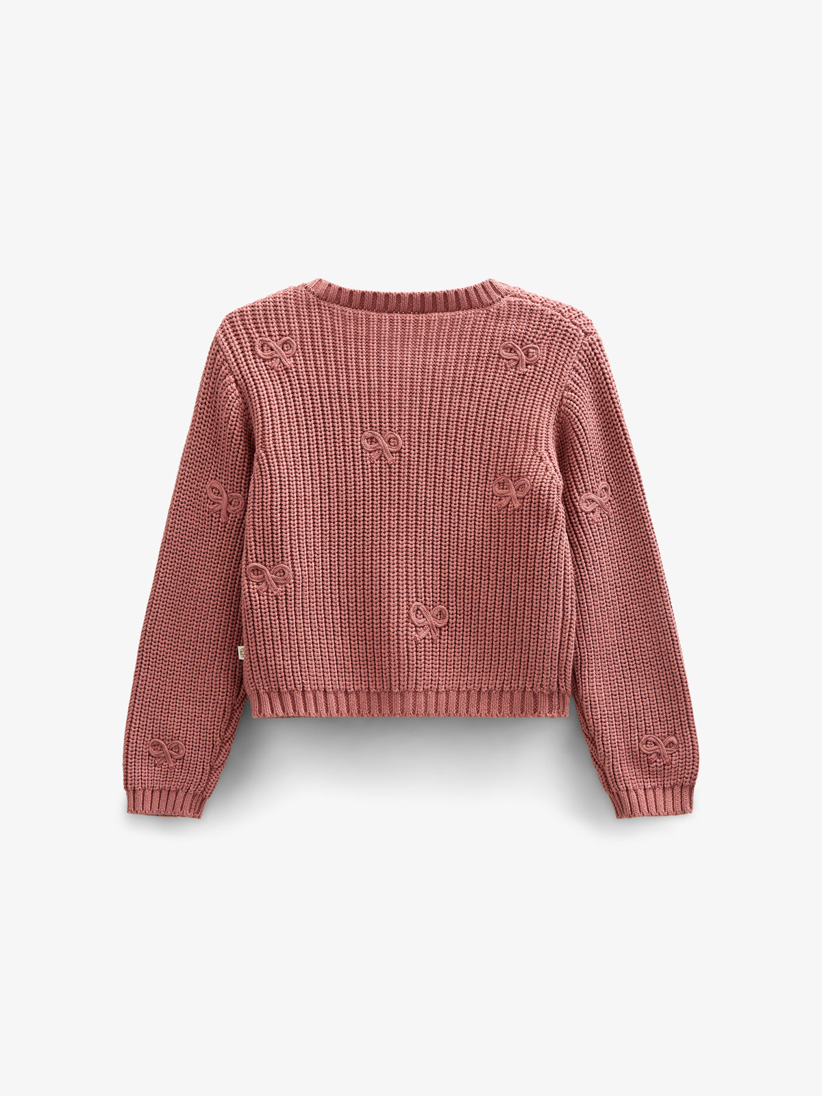 Cotton Knit Cardigan with Bows - Tween - Old Rose | 100793 Freya