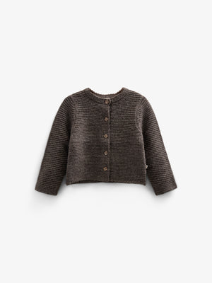 Wool Knit Cardigan - Kids - Chocolate Melange | 100876 Maya