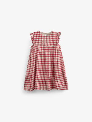 Checked Cotton Dress - Kids - Cherry Red | 100904 Bonnie
