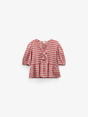 Checked Cotton Blouse - Kids - Cherry Red | 100908 Bonnie