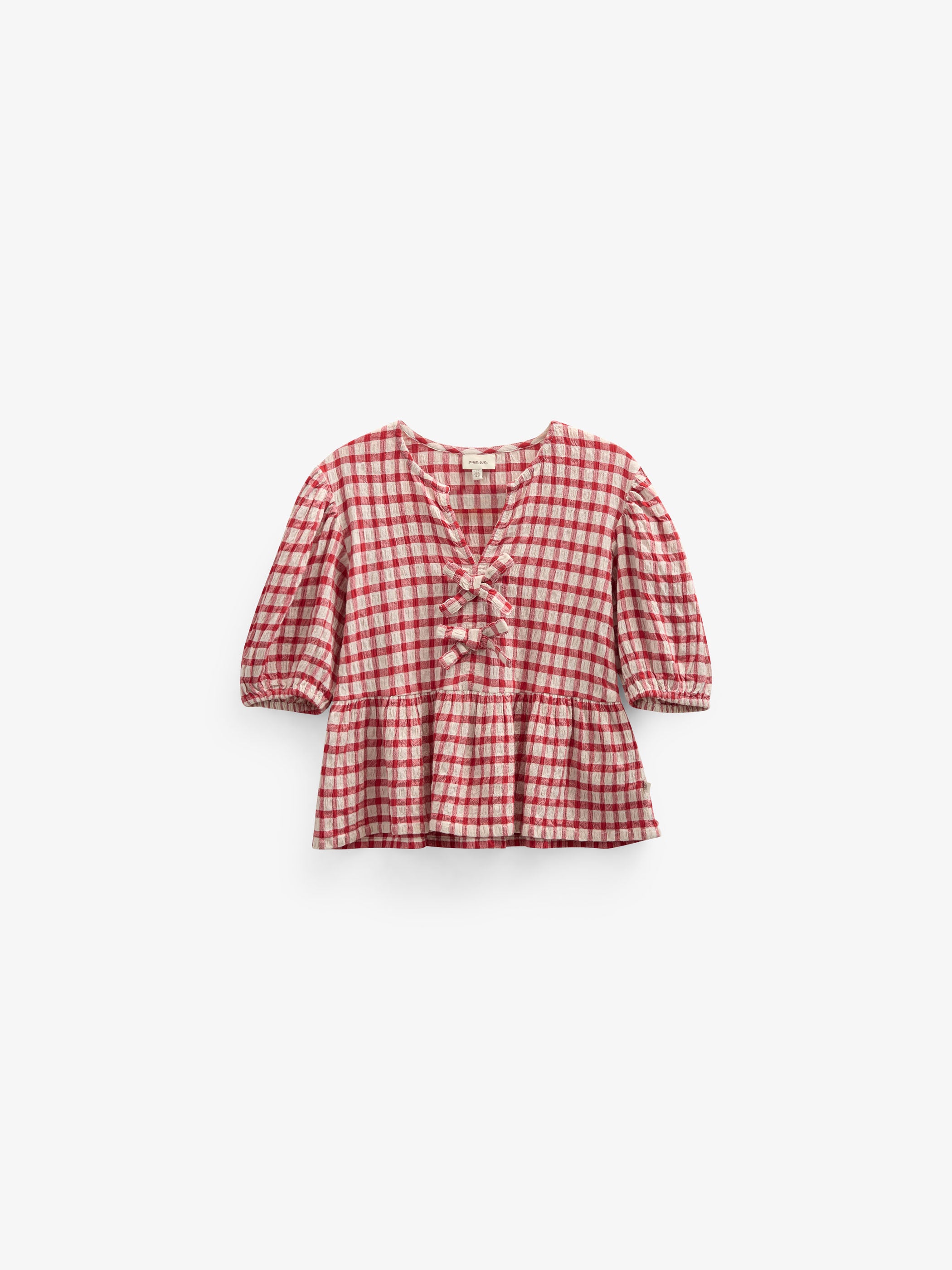 Checked Cotton Blouse - Tween - Cherry Red | 100909 Bonnie