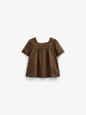 Gauze Short Sleeve Blouse - Kids - Dark Brown | 100916 Jasmine