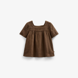 Gauze Short Sleeve Blouse - Tween - Dark Brown | 100917 Jasmine