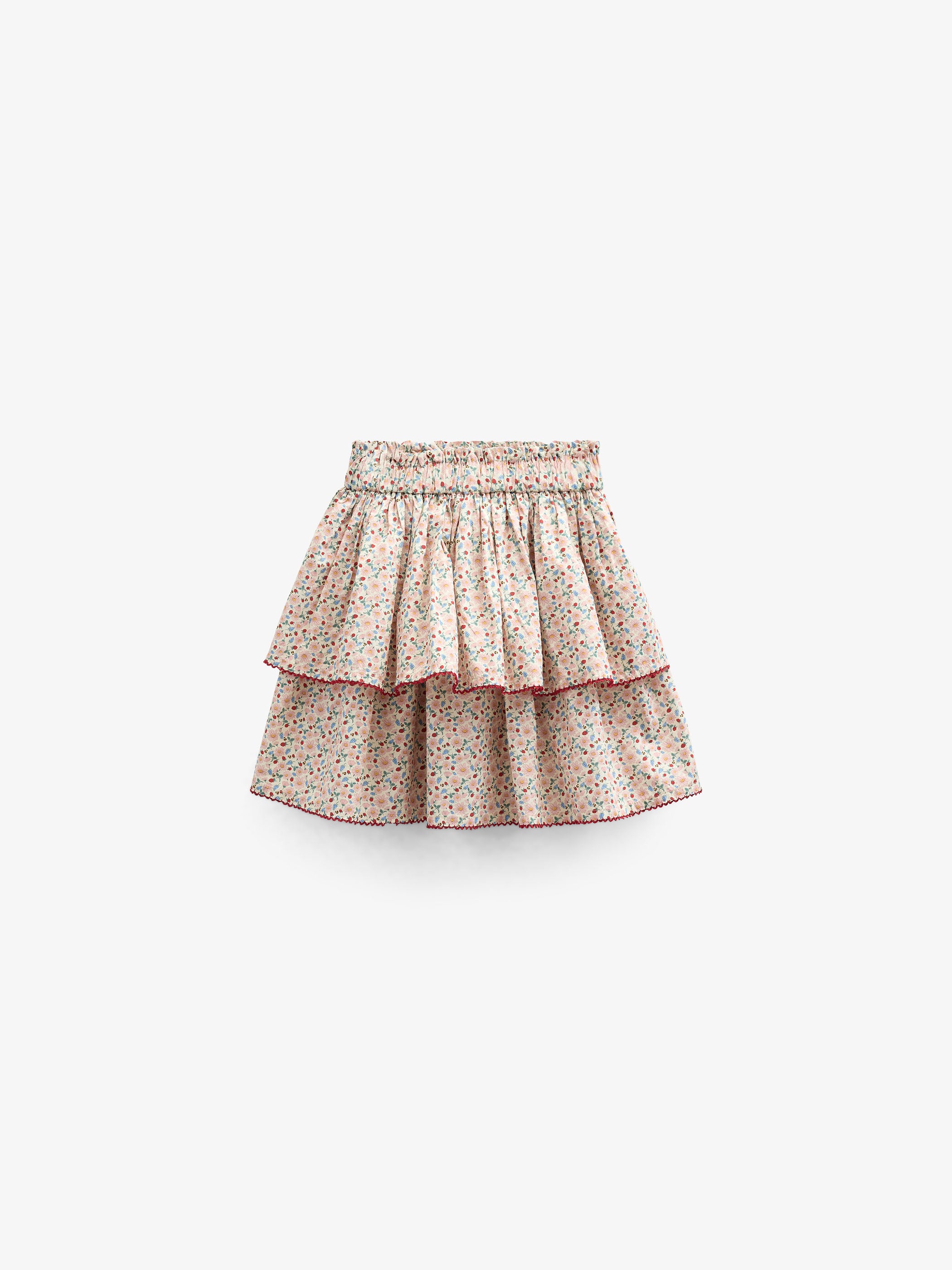 Flower Printed Poplin Frill Skirt - Tween - Rose | 100953 Poppy