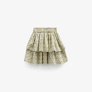 Flower Printed Poplin Frill Skirt - Kids - Green | 100954 Poppy