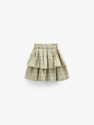 Flower Printed Poplin Frill Skirt - Tween - Green | 100955 Poppy