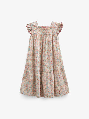 Flower Printed Poplin Dress - Kids - Rose | 100960 Poppy