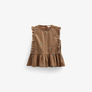 Embroidered Seersucker Top - Tween - Coconut | 100983 Nora