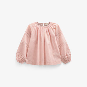 Long Sleeve Striped Blouse - Kids - Offwhite/Cherry Red | 100990 Willa