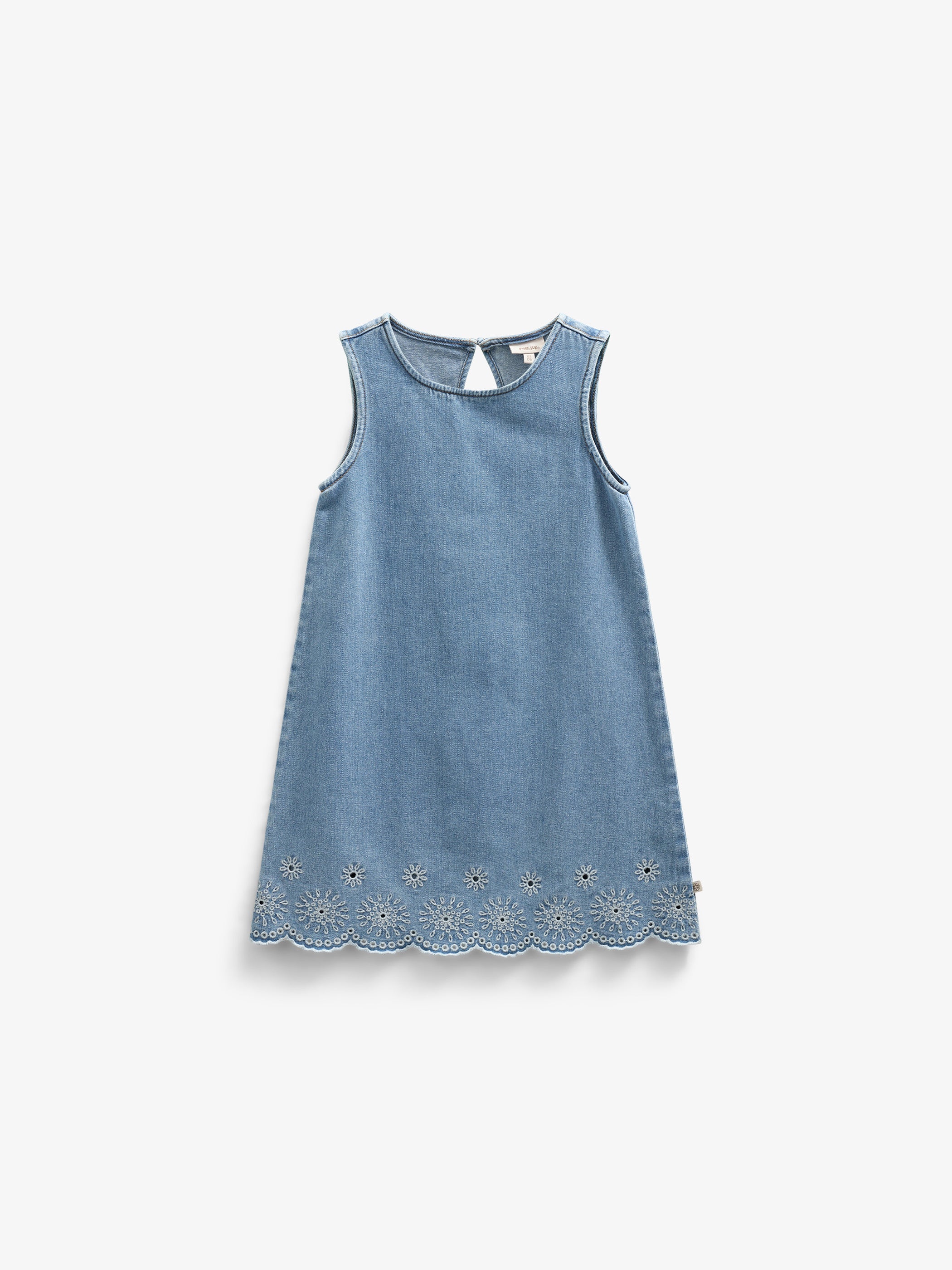 Embroidered Denim Mini Dress - Tween - Light Blue Denim | 101019 Vera