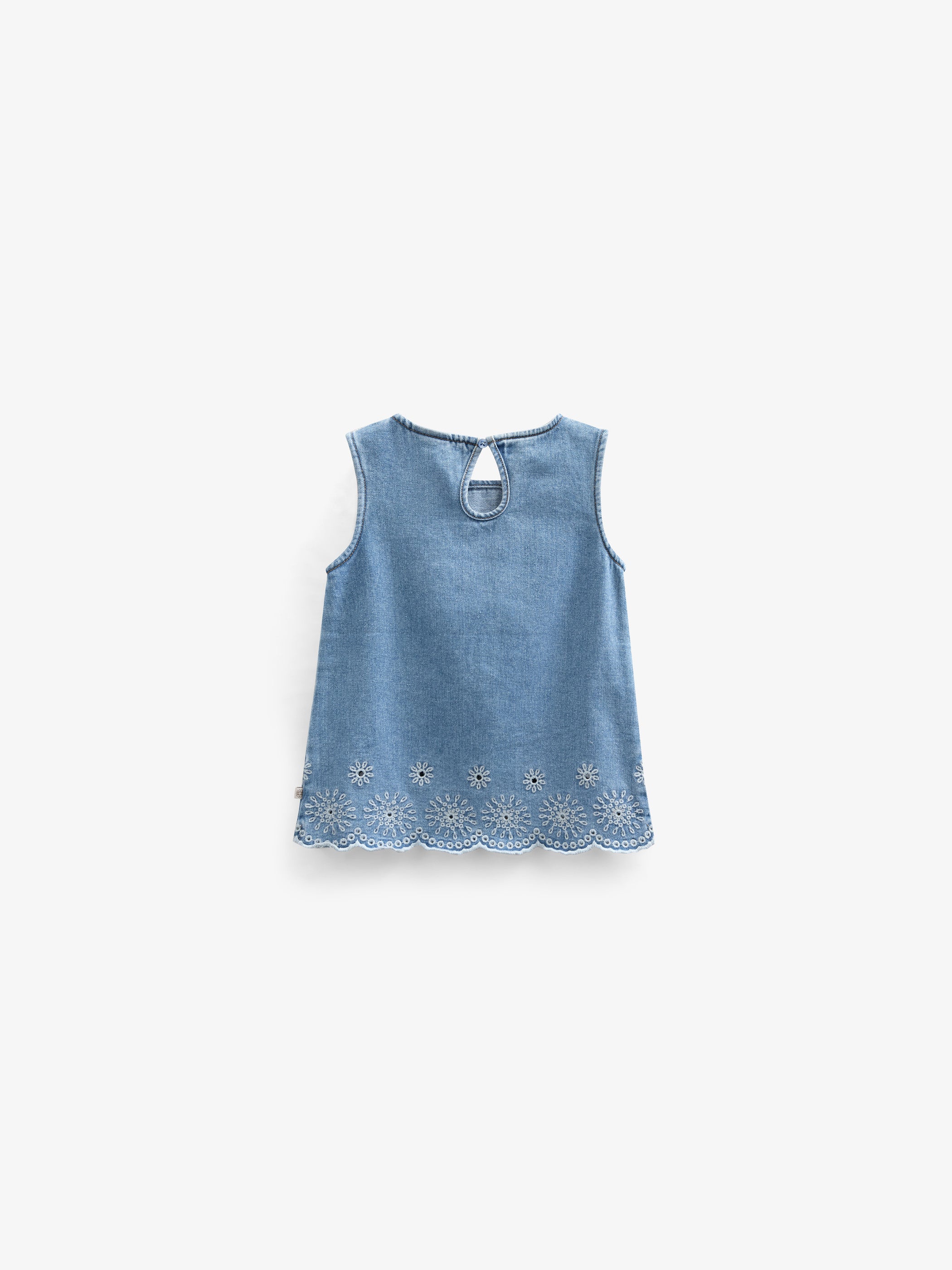 Embroidered Denim Top - Kids - Light Blue Denim | 101020 Vera