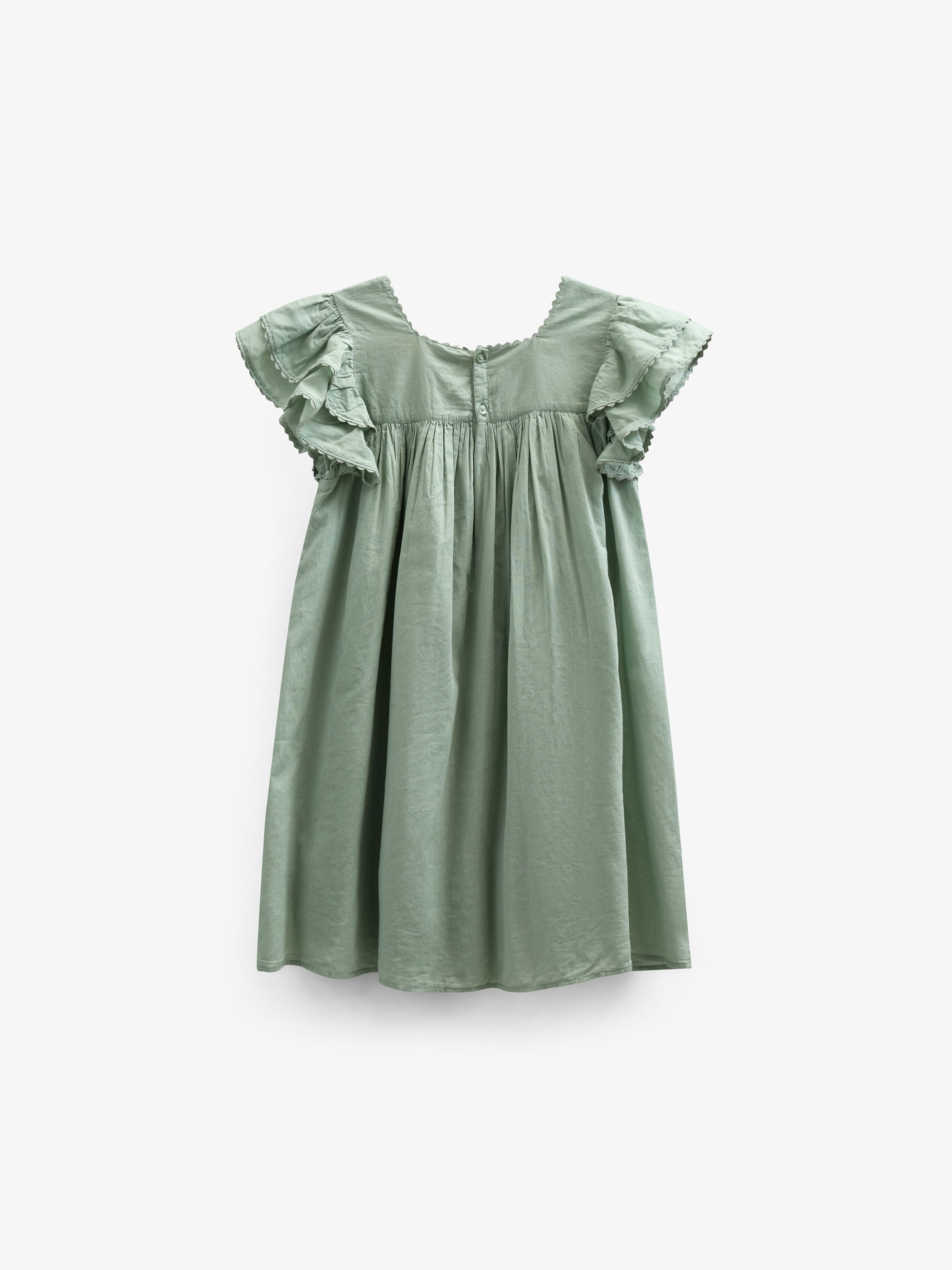 Cotton Dress with Ric Rac Frill - Kids - Dusty Green | 101035 Alma
