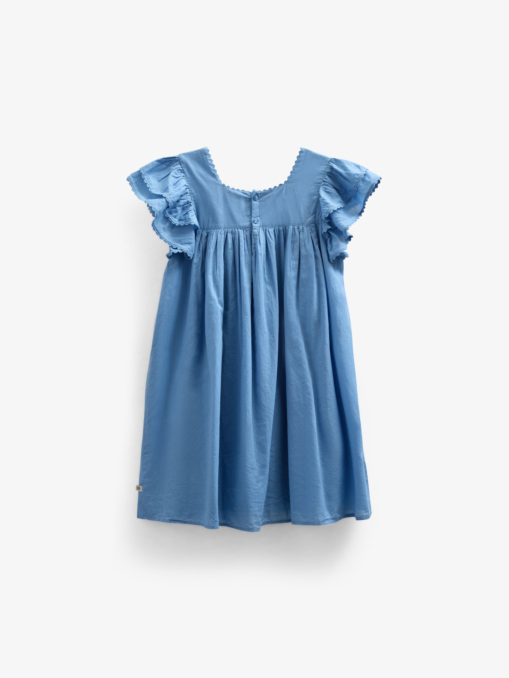 Cotton Dress with Ric Rac Frill - Kids - Dusty Blue | 101036 Alma