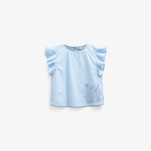 Poplin Blouse with Embroidery - Tween - Powder Blue | 101073 Barbara
