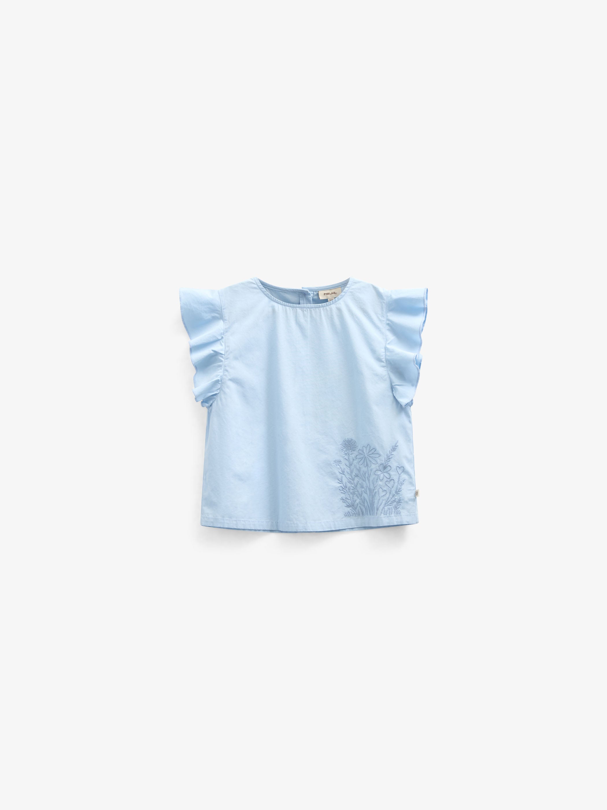 Poplin Blouse with Embroidery - Tween - Powder Blue | 101073 Barbara