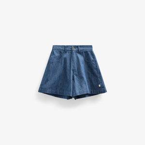 Flared Light Denim Shorts - Kids - Blue Denim | 101053 Isabella