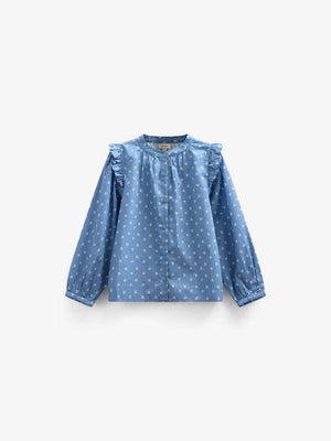 Printed Poplin Shirt Blouse - Kids - Dusty Blue | 101056 Camilla