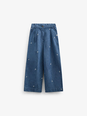 Embroidered Light Denim Trousers - Tween - Blue Denim | 101081 Isabella