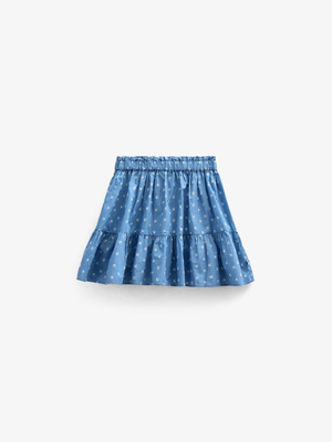 Printed Poplin Skirt - Kids - Dusty Blue | 101054 Camilla