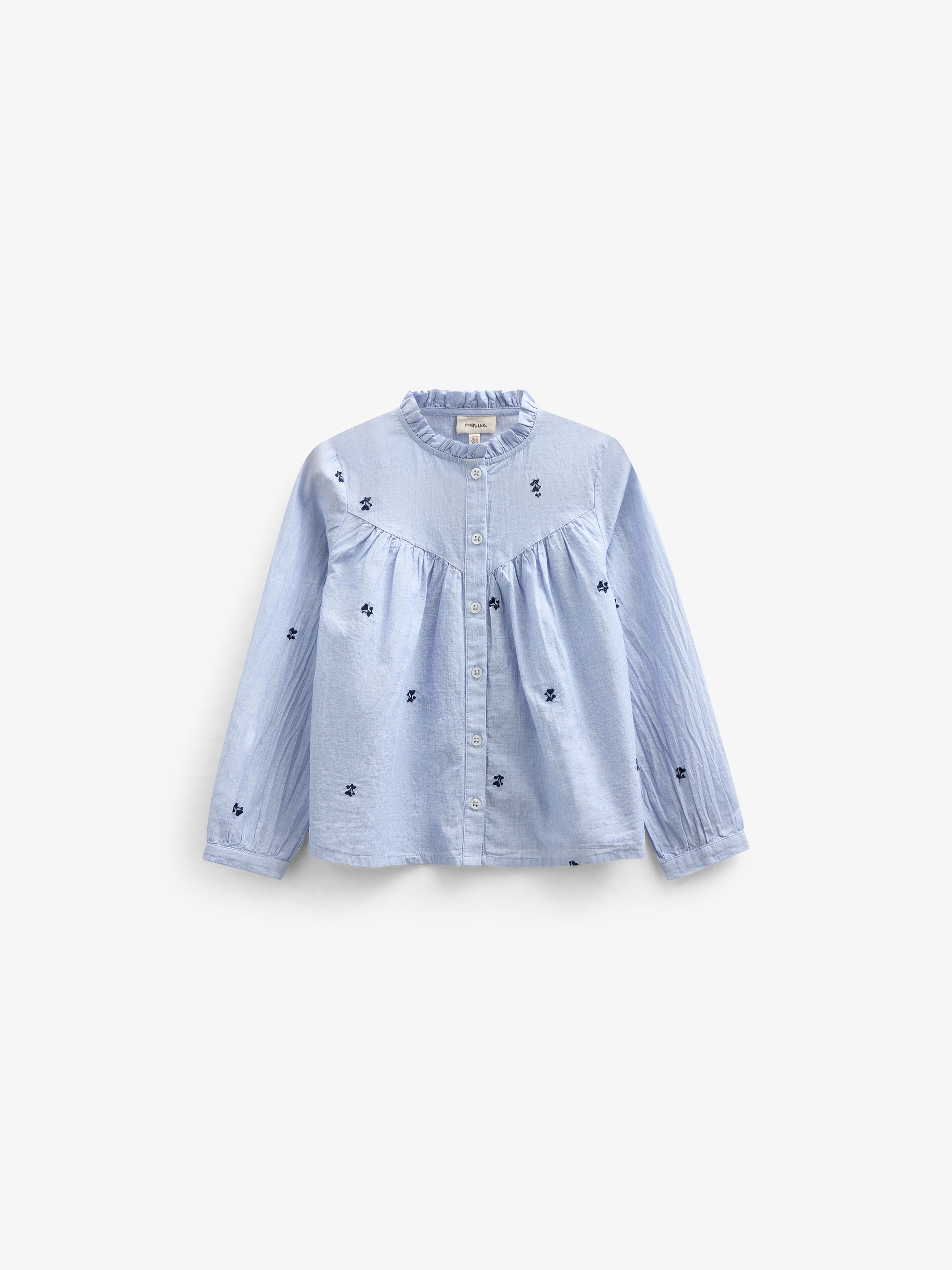Embroidered Chambrey Shirt - Tween - Light Blue | 101091 Rose