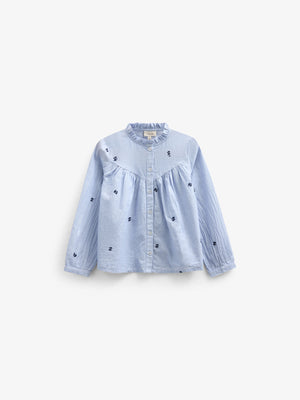 Embroidered Chambrey Shirt - Kids - Light Blue | 101058 Rose