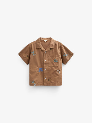 Embroidered Short Sleeve Cotton Shirt - Tween - Coconut | 101097 Erik