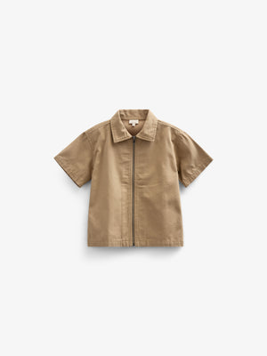 Canvas Shirt Jacket with Zipper - Tween - Khaki | 101125 Isack
