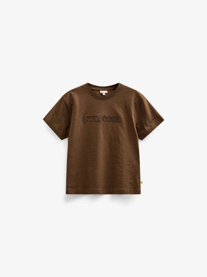 Slub jersey Embroidery T-shirt - Tween - Dark Brown | 101158 Villum