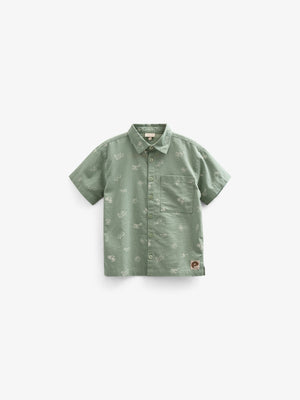 Printed Linen Mix Shirt - Tween - Dusty Green | 101166 William