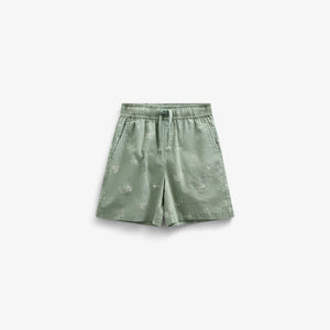 Printed Linen Mix Shorts - Tween - Dusty Green | 101170 William