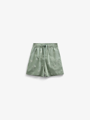 Printed Linen Mix Shorts - Tween - Dusty Green | 101170 William