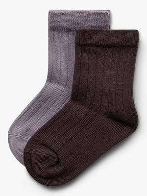 Socks 2-pack - Little - Dusty Purple/Dark Purple