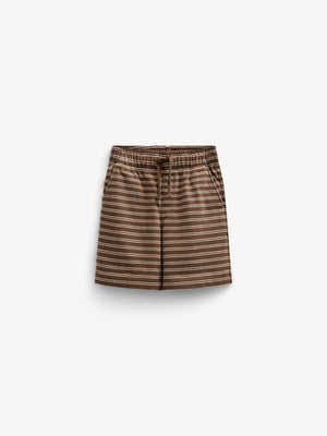 Striped Jersey Shorts - Kids - Dark Brown | 101181 Otto