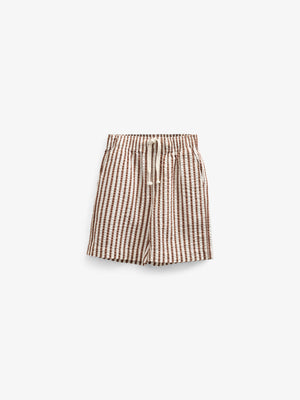 Striped Seersucker Shorts - Tween - Brown | 101188 Frank