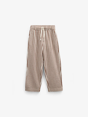 Striped Seersucker Trousers - Kids - Brown | 101189 Frank