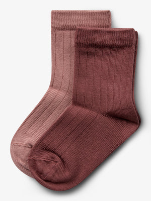 Socks 2-pack - Little - Dusty Rose/Dark Rose