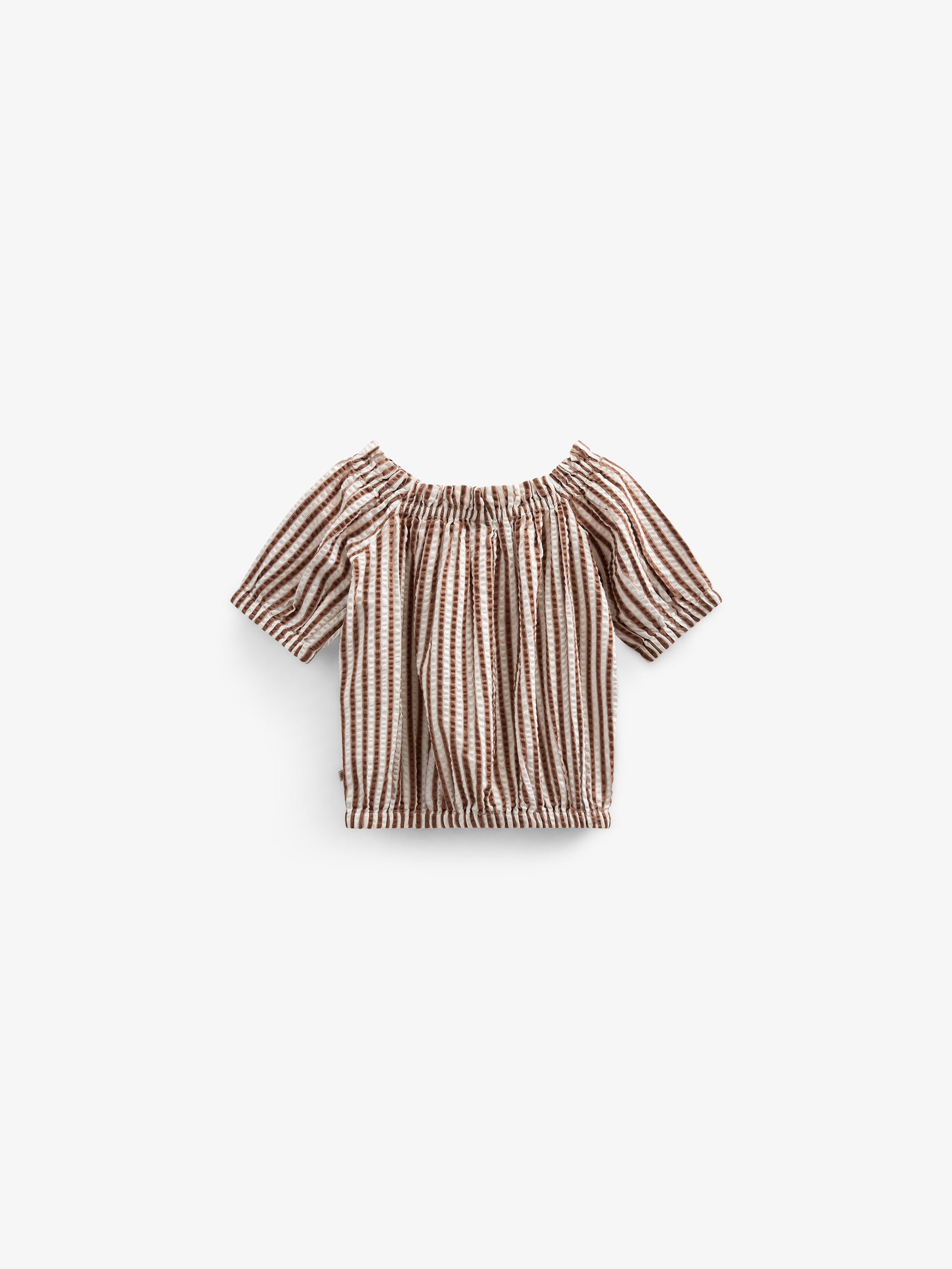 Striped Seersucker Top - Kids - Brown | 101191 Nadia