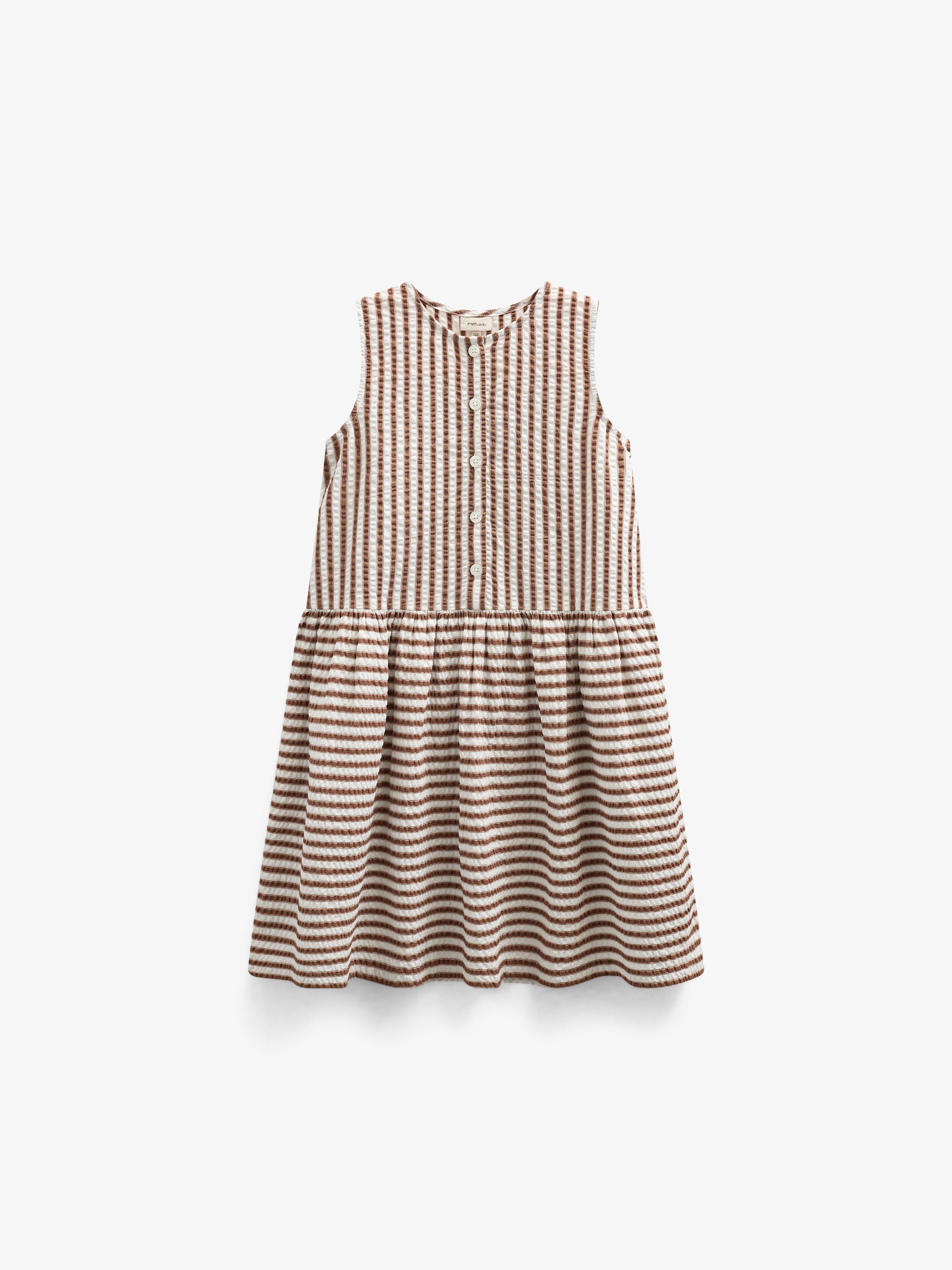 Striped Seersucker Dress - Kids - Brown | 101195 Nadia