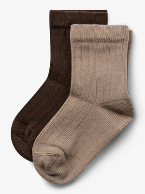 Socks 2-pack - Little - Dark Earth/Dark Beige