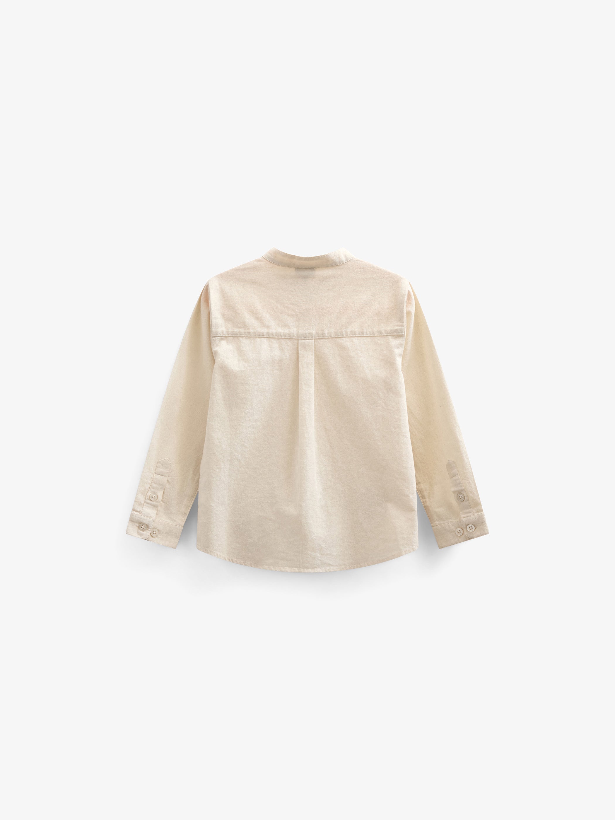 Linen Mix Mandarin Collar Shirt - Kids - Offwhite | 101201 Lucca