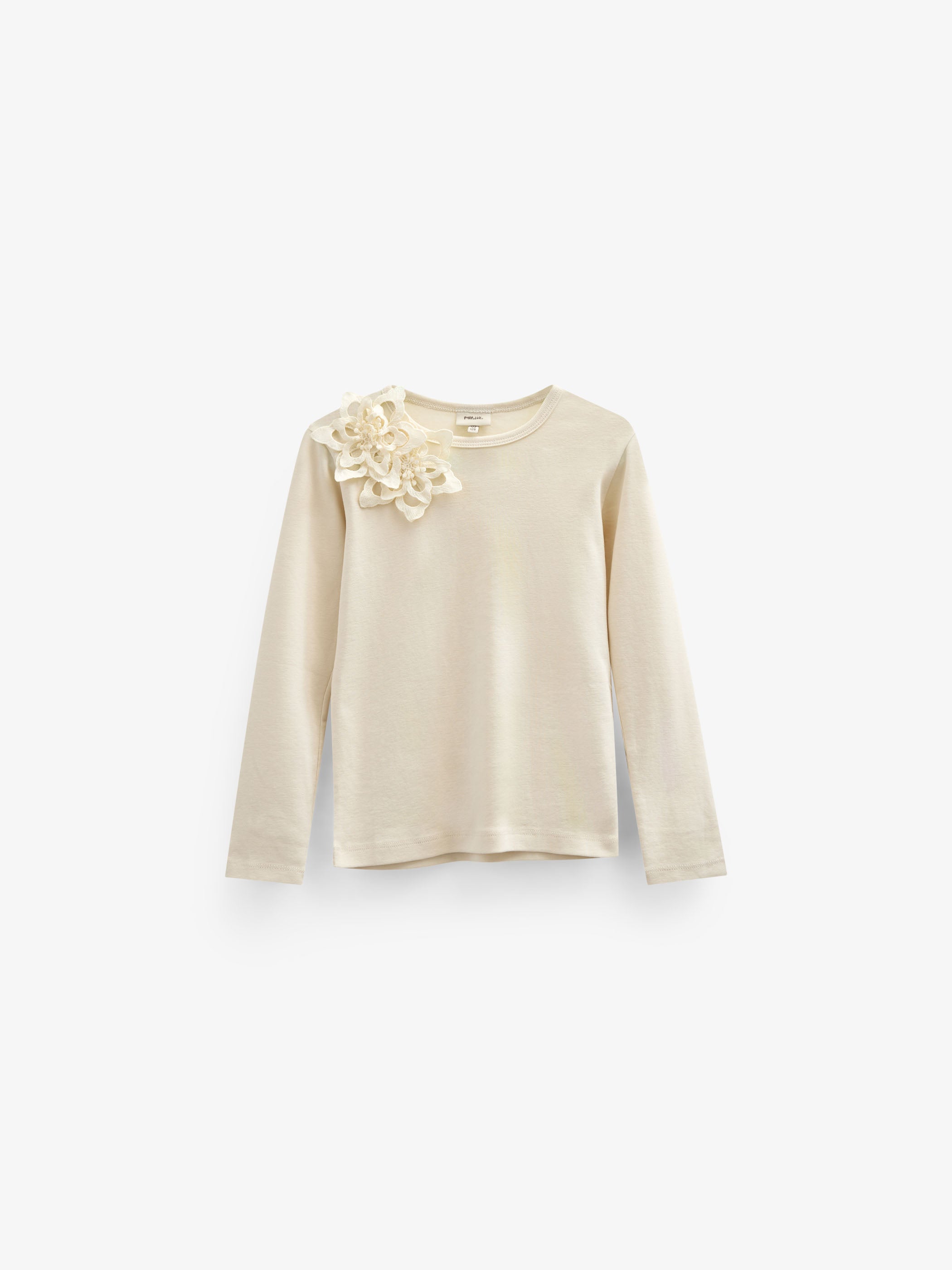 T-shirt with Flower Application - Kids - Offwhite | 101231 Sarah