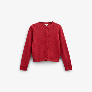 Cotton Knit Cardigan - Kids - Cherry Red | 101269 Katie