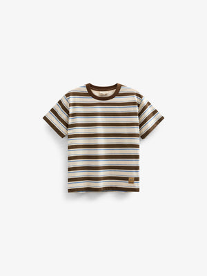Retro Striped T-shirt - Kids - Dark Brown | 101273 Steven