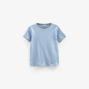 Pointelle t-shirt with contrast picot - Kids - Powder Blue | 101285 Drew