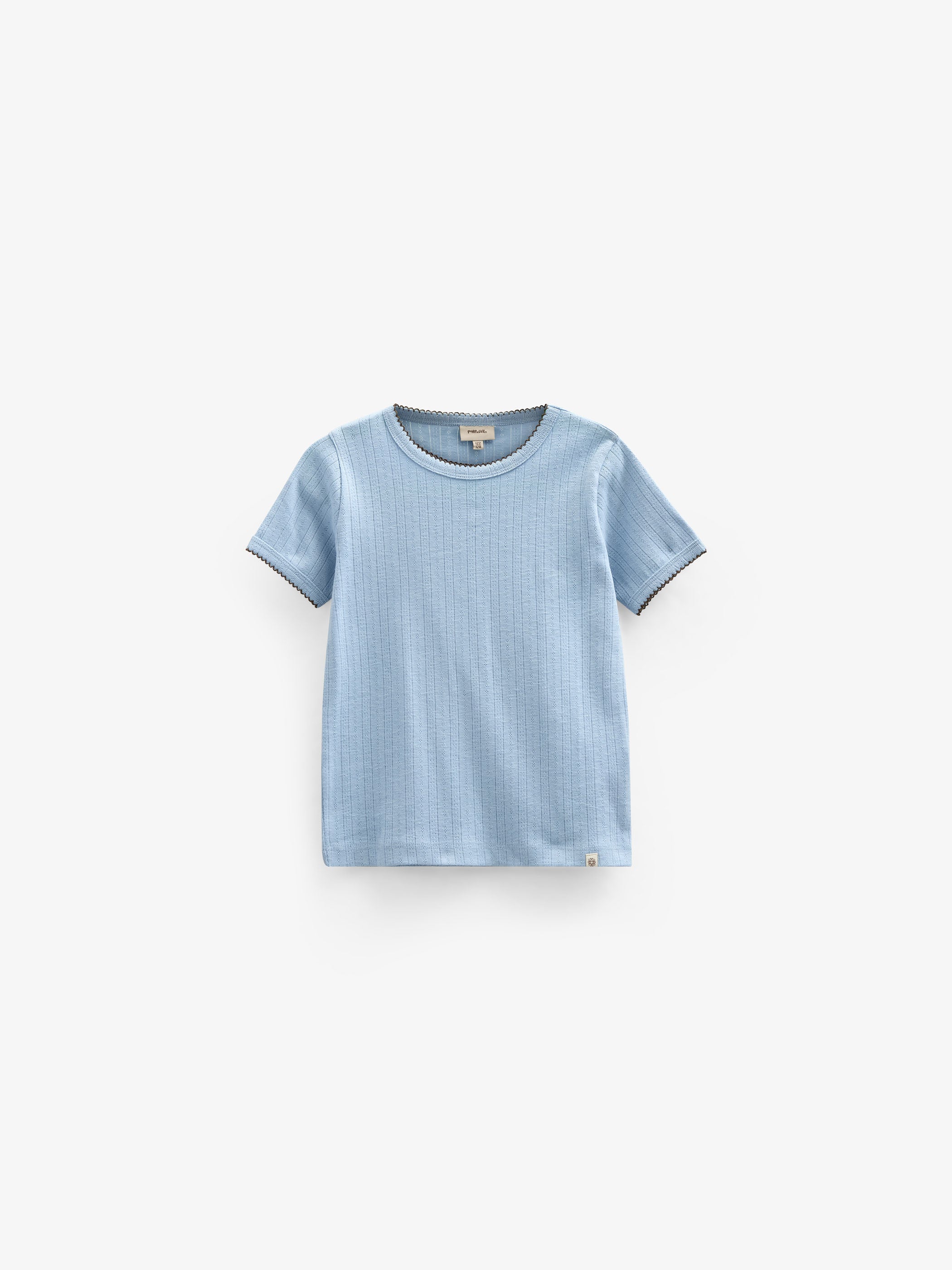 Pointelle t-shirt with contrast picot - Kids - Powder Blue | 101285 Drew