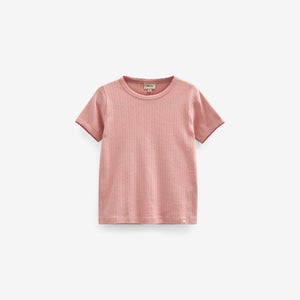 Pointelle t-shirt with contrast picot - Kids - Rose Tan | 101287 Drew