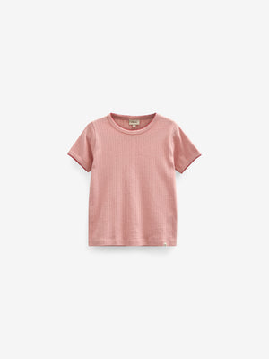 Pointelle t-shirt with contrast picot - Tween - Rose Tan | 101288 Drew