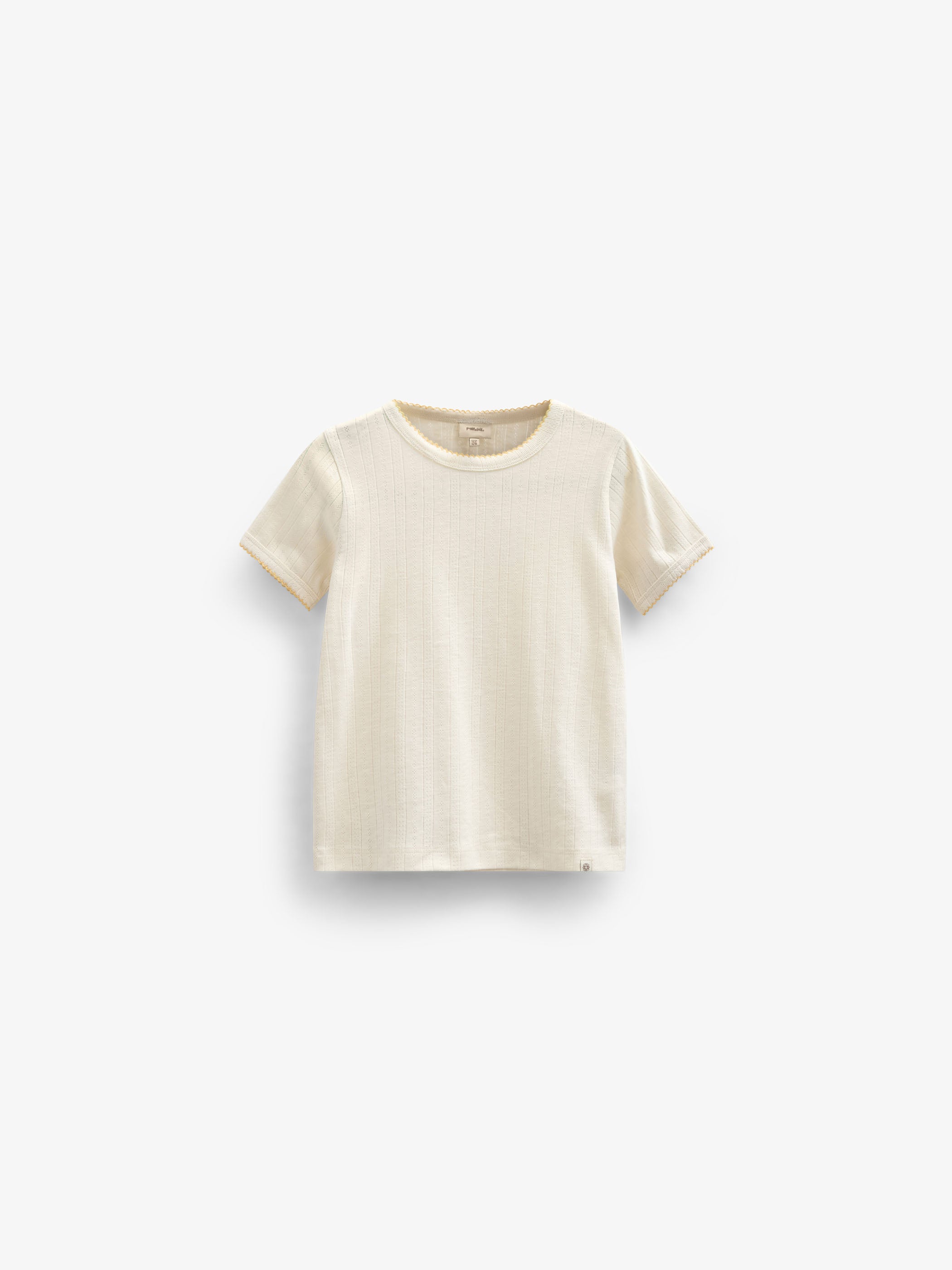 Pointelle t-shirt with contrast picot - Kids - Off White | 101289 Drew
